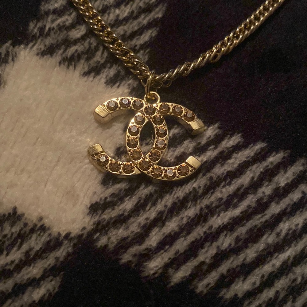 - Rare purple large studded Chanel charm on vintage necklace 20-22in